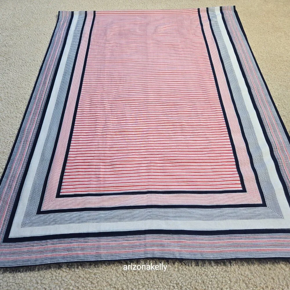 NWOT Lightweight silk/cotton red, white, blue scarf summer preppy nautical